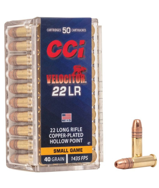 CCI VELOCITOR 22LR COPPER HP 40GR 1435FPS