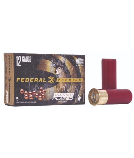 FEDERAL PREMIUM COPPER PLATED 12GA 2''3/4 12 PELLETS 00 BUCK