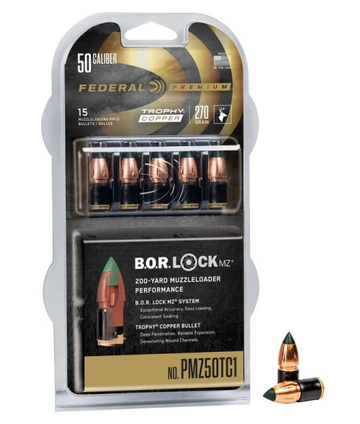 FEDERAL PREMIUM B.O.R.LOCK MZ .50 270GR TROPHY COPPER