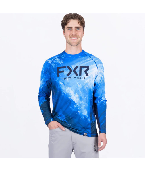 FXR DERBY SWELL AIR UPF BLEU ROYAL LONGSLEEVE