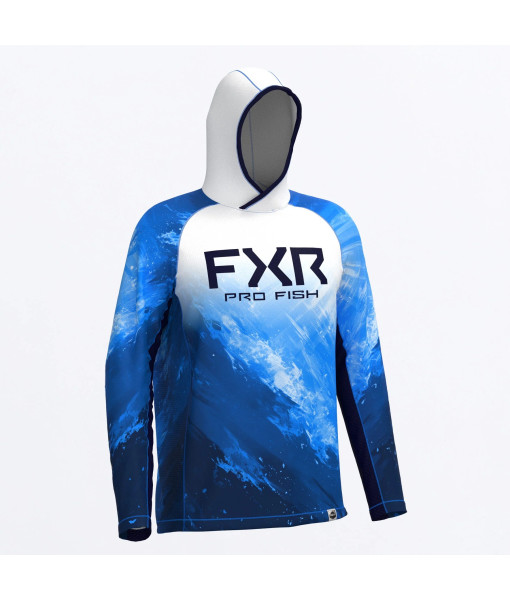 FXR HOODIE DERBY SWELL AIR UPF BLANC BLEU