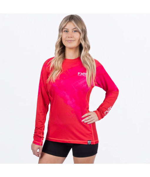 FXR LONGSLEEVE FEMME DERBY SWELL AIR UPF ROSE