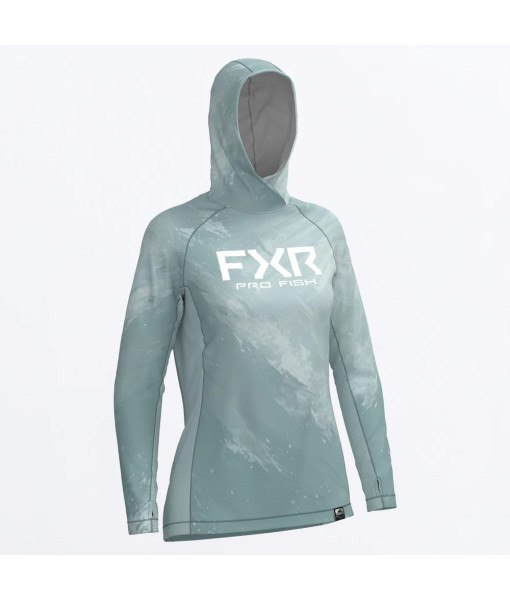FXR HOODIE DERBY SWELL AIR UPF BLEU PALE FEMME