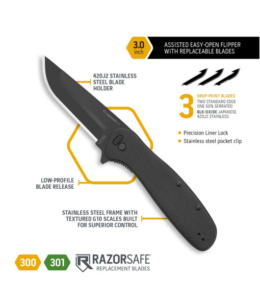 OUTDOOR EDGE RAZOR VX2 BLACK G10 SPRING ASSIST