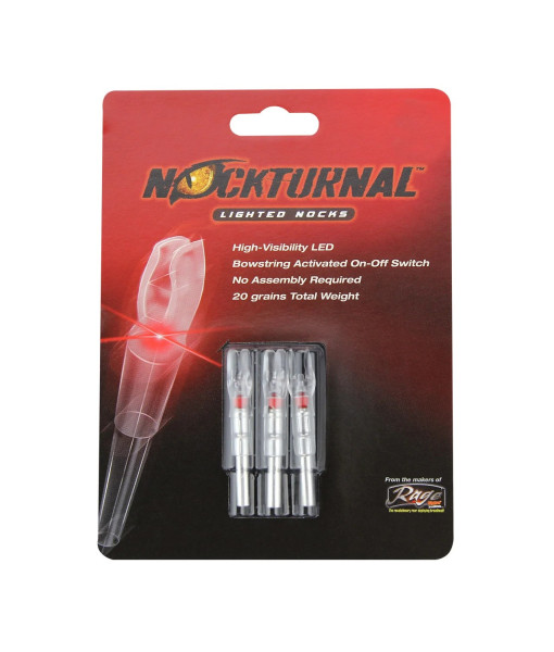 NOCKTURNAL LIGHTED NOCKS S 6.5MM ROUGE PAQUET DE 3