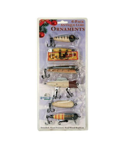 Rivers Edge Lot De 6 Ornements- Leurres Antique